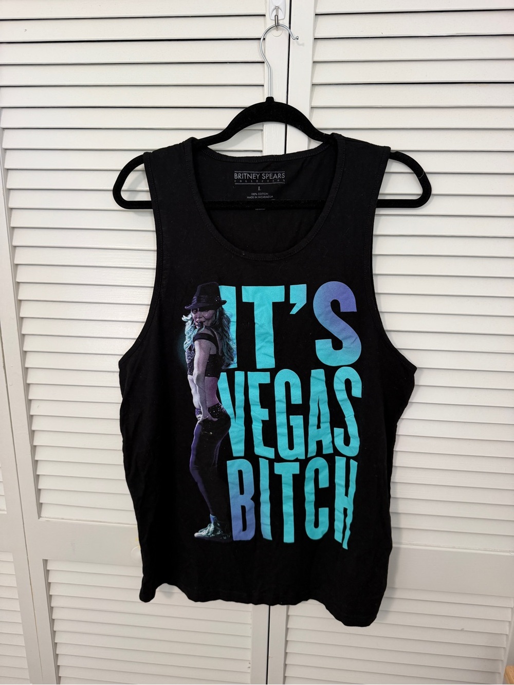Black "It's Vegas B*tch" Britney Spears Graphic Tank Top Size L